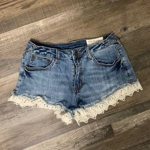 Jean Shorts with Lace Detail - Size Medium IUC